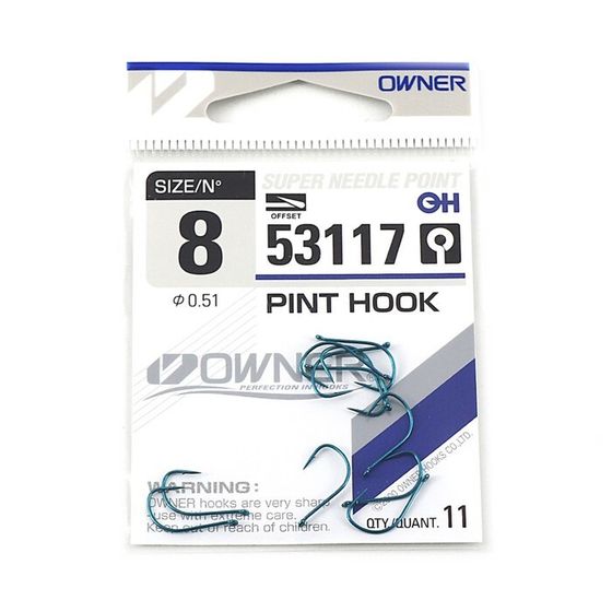 Крючок OWNER Pint Hook blue №8, 11 шт.