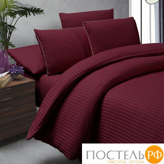 Пододеяльник+наволочка Карвен QUILT евро сатин Lorenz Dark Red