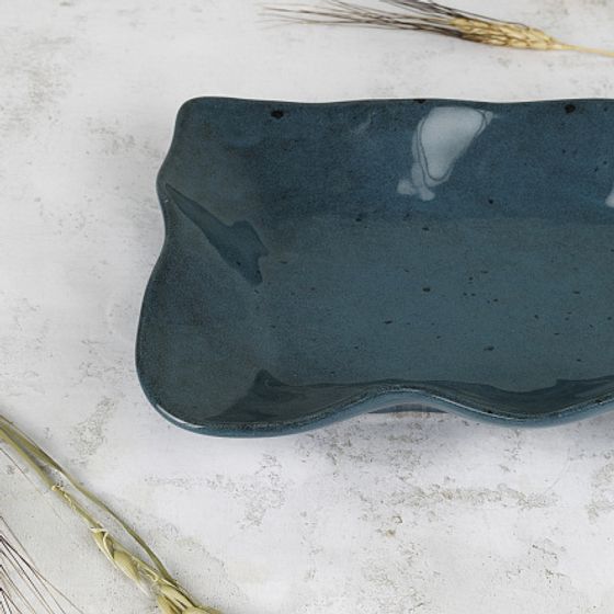 Блюдо овальное STONE синий 26см