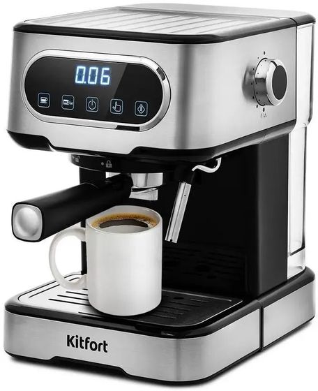 Кофеварка рожковая Kitfort KT-765 1100Вт серебристый/черный