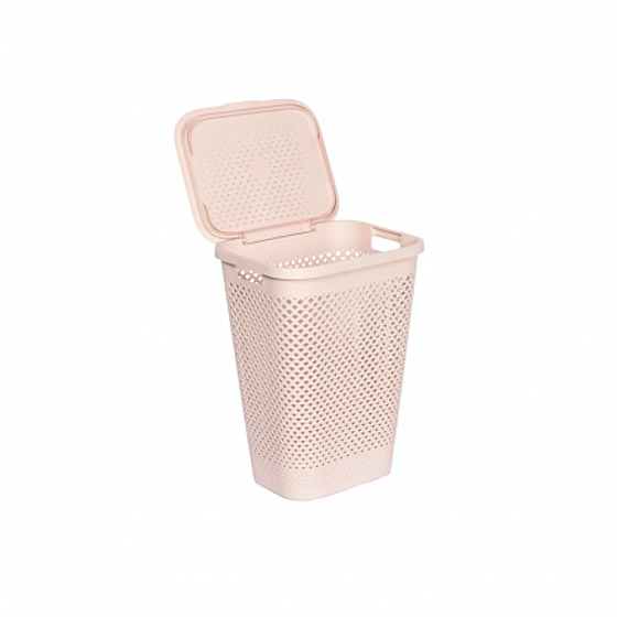 Корзина для белья PURE розовая 55л