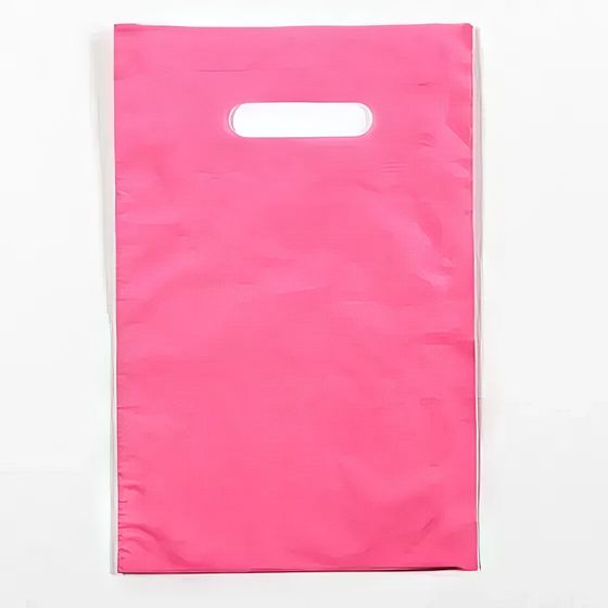 !09 Пакет полиэтиленовый (набор 40 штук) с вырубной ручкой, Розовый 20-30 См, 30 мкм.