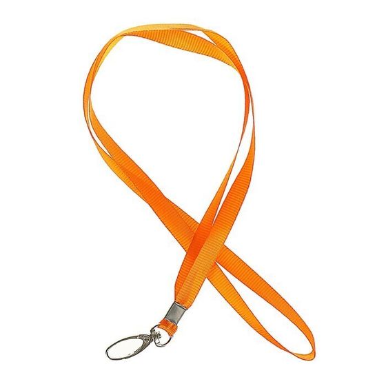 !Лента для бейджа ширина-9 мм, 5 штук, длина-80 см с широким металлическим карабином, оранжевая