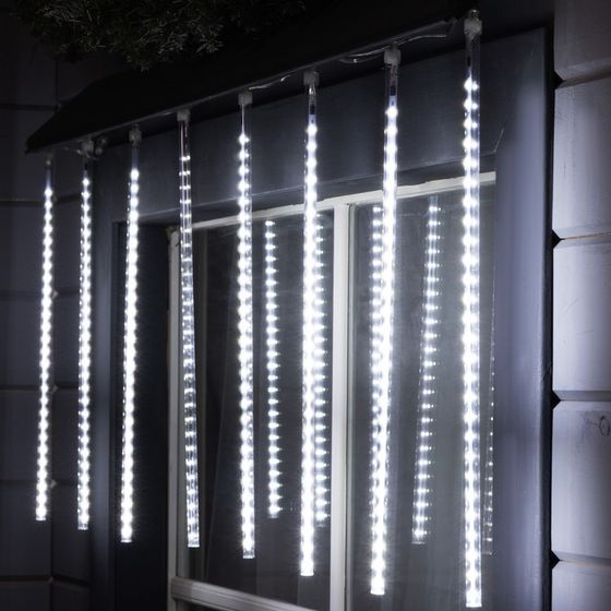 Гирлянда «Сосульки» 2.5 × 0.5 м, IP65, прозрачная нить, 288 LED, свечение белое с эффектом стекания, 12 В