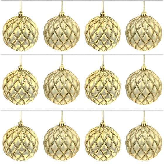 Набор из 12шт Украшение новогоднее Шар "Золотая сетка", D8 см, L35 W29 H9 см