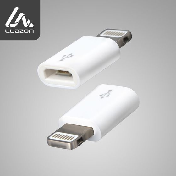 Переходник LuazON LE-015, с microUSB на Lightning, 1 шт, белый