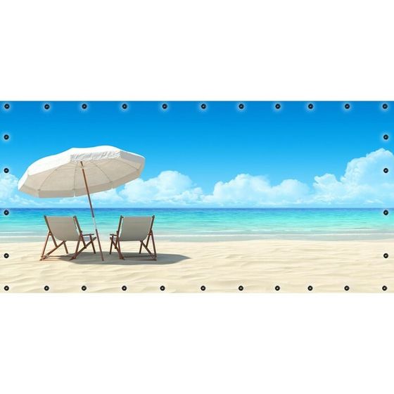 Фотосетка, 314 × 155 см, с фотопечатью, люверсы шаг 0.3 м, «Пляж»