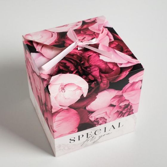 !09 Коробка складная «Цветы», (набор 3 штуки) 18 × 18 × 18 см.