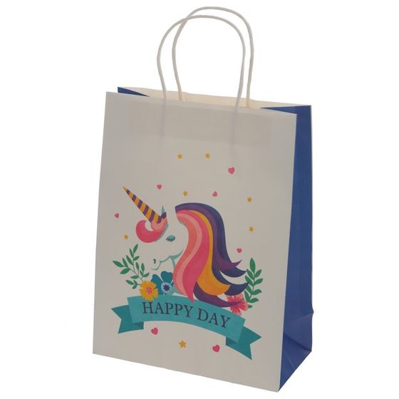 Пакет подарочный (бумага 120г/м2, блок 12шт), L21,5 W10 H28 см, 3в.