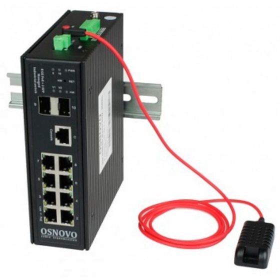 Коммутатор Osnovo SW-80802/I(Port 90W, 300W), управляемый, 2 SFP, 10 портов 100 Мбит/с, 300 Вт, черный