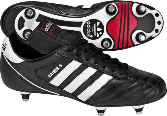 Футбольные бутсы Adidas Kaiser 5 Cup SG черно-белые размер 40 2/3 (033200)