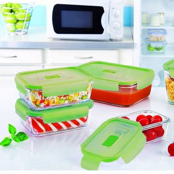 Контейнер стеклянный PUREBOX ACTIVE NEON MIX квадратный 1220мл