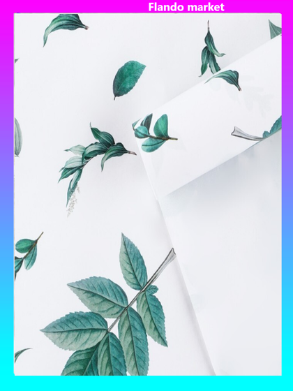 !09 Бумага (набор 5 листов) упаковочная глянцевая «Листочки», 70 × 100 см.