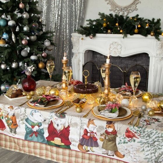 !09 Скатерть &quot;Winter holidays&quot; 150х220 см +/-3см с ГМВО, хлопок 100%