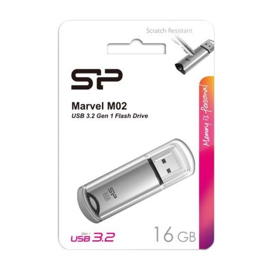 Флешка Silicon Power Marvel M02, 16 Гб, USB 3.2, чт до 100 МБ/c, зап до 20 МБ/c, серая