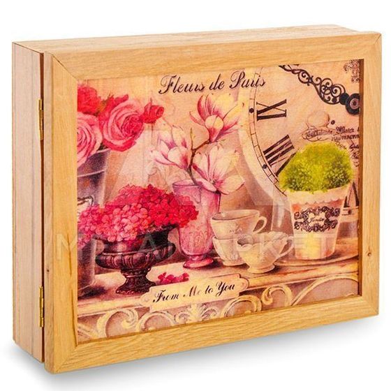 !09 КЛЮЧНИЦА НАСТЕННАЯ &quot;ПАРИЖСКИЕ ЦВЕТЫ&quot;, 29 X 22 X 7 СМ