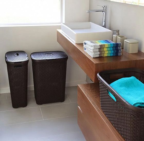 Корзина для белья RATTAN STYLE 40л темно-коричневая