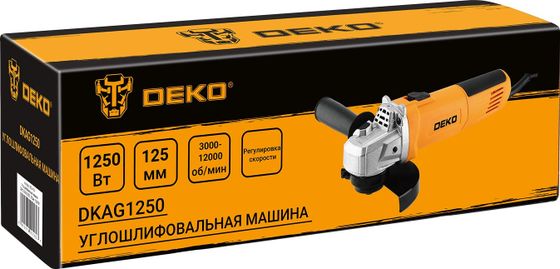 Машина углошлифовальная Deko DKAG1250 1250Вт 12000об/мин рез.шпин.:M14 d=125мм
