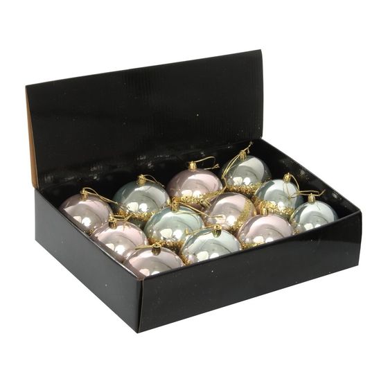 Набор из 12шт Украшение новогоднее Шар "Золотое кольцо Сатурна", D8 см L35 W26 H9 см D8 см