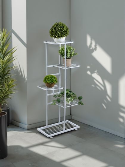 Подставка для цветов Greengo, 5 полок, 44 × 22 × 95 см, напольная, металл, белая