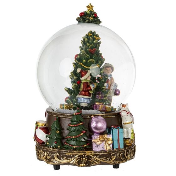 Фигурка декор в стекл шаре &quot;Елка&quot; (муз с ключ), D 9.5 см, L10,5 W10,5 H16 см