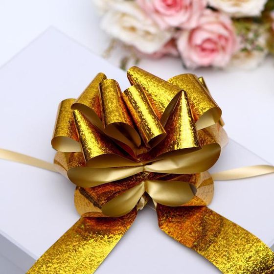 !09 Комплект 15 бант-шар микс: №5 голография, цвет желтый (4 штуки) + №5 голография, цвет зеленый (6 штук) + №4.5 "Тонкие полосы", цвет синий (5 штук)