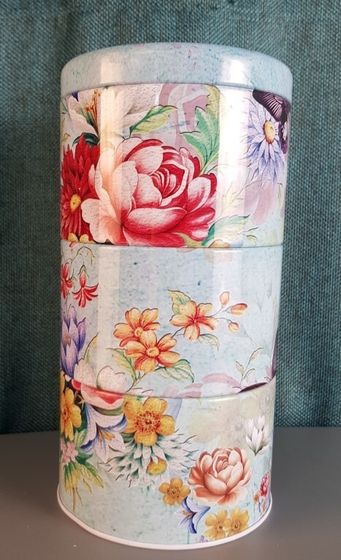 !09 Банка для хранения "Цветы" 3 в 1 H- 28 см.