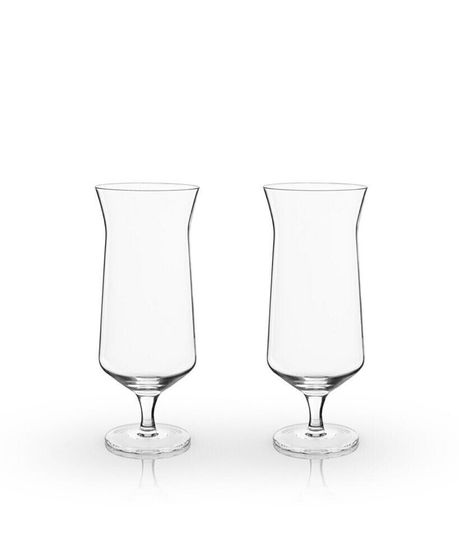 Raye Angled Hurricane Crystal Glasses, Set of 2, 14 Oz