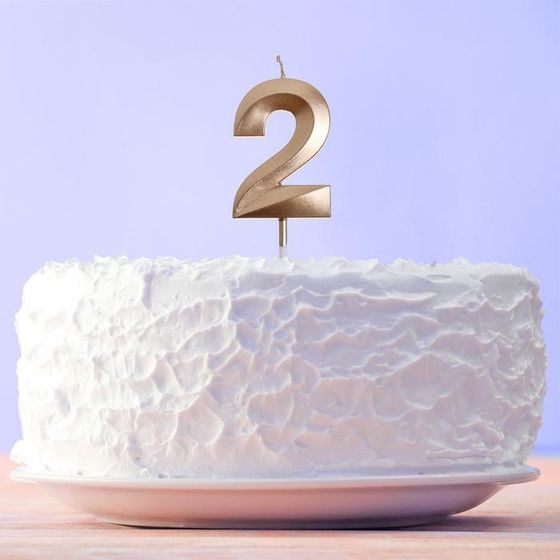 !Свеча цифра "2" , шампань, 5 х 12 см