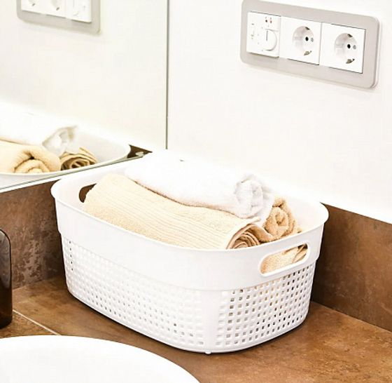 Корзинка Лофт 12л овальная белая/мокко