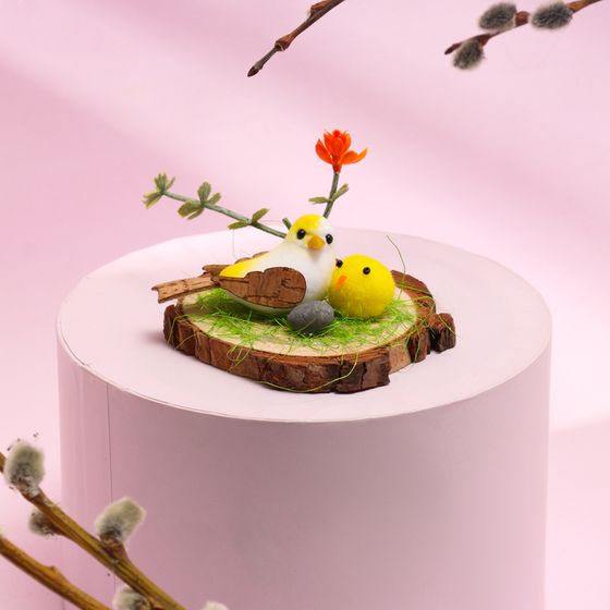 Пасхальный декор «Пташка и птенчик» 8×8×7 см