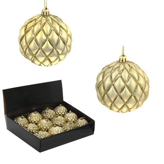 Набор из 12шт Украшение новогоднее Шар &quot;Золотая сетка&quot;, D10 см, L43 W33 H10 см