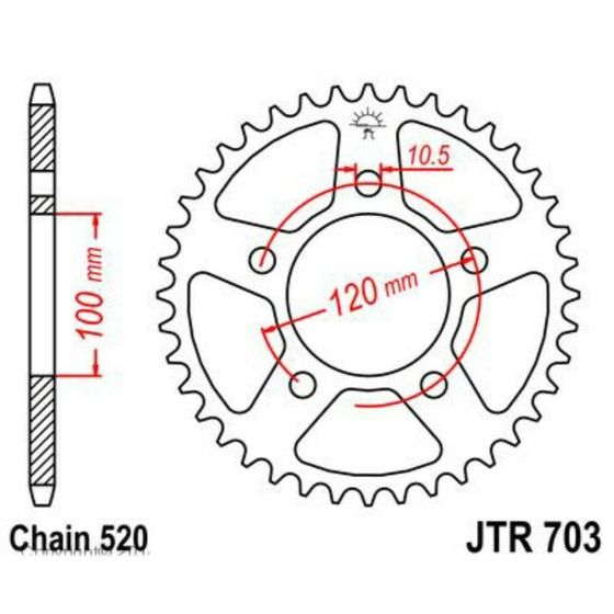 Звезда задняя, ведомая JTR703, цепь 520, 40 зубьев