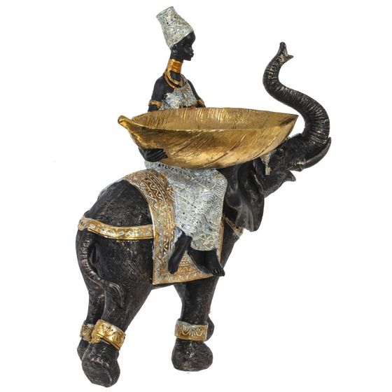 Фигурка декоративная &quot;Африканка на слоне&quot;, Д33 Ш16 В37 см