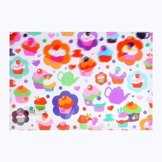 !Папка-конверт на кнопке - 4 штуки, А4, 160 мкм, МИКС