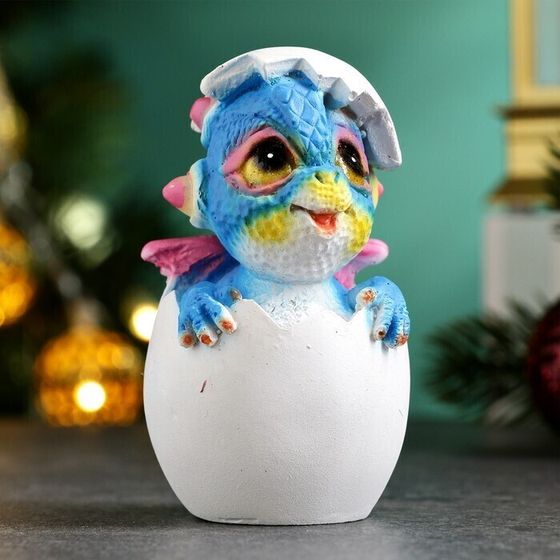 !09 Набор из 2-х фигурок - Фигура &quot;Дракошка в яичке&quot; 5,5х5х8 см. цвет синий