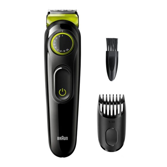 Машинка для стрижки (триммер) Braun BT 3323 аккум. насадки:1шт черный/зеленый