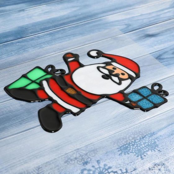 !09 Декоративные наклейки (набор 4 листа) "Дед Мороз и два подарка" 12х14,5 см.