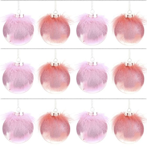 Набор из 12шт, Украшение новогоднее Шар "Перышко страуса", D8 см, L35 W27 H9см