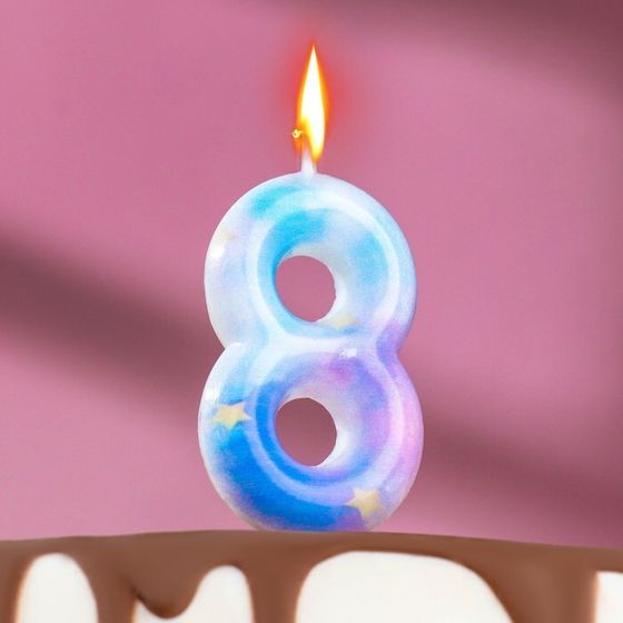 Свеча в торт на шпажке «Звездопад», цифра 8, 5.5 см