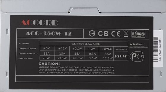 Блок питания 350W ATX Accord ACC-350W-12 (24+4+4pin) 120mm fan 4xSATA