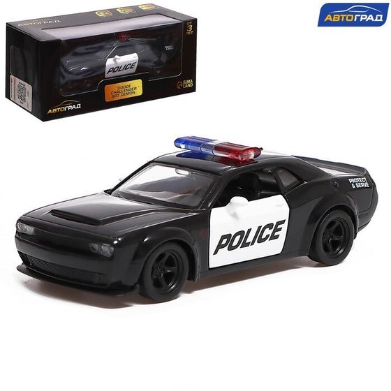 Машина металлическая DODGE CHALLENGER SRT, 1:32, открываются двери, инерция, полиция