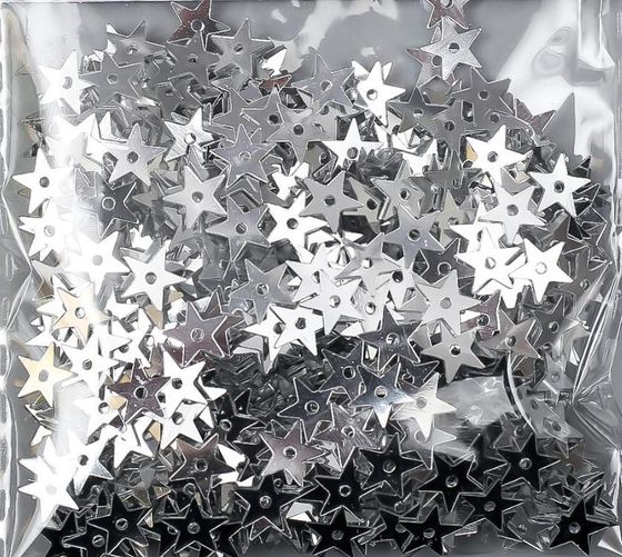 !09 Пайетки &quot;Звездочки&quot;размер 7 мм. 10 гр. цвет серебристый