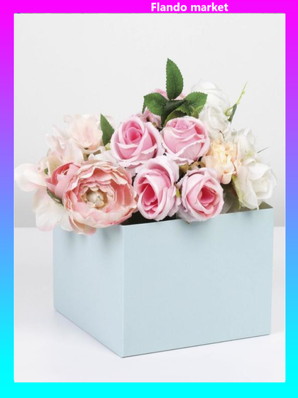 !09 Коробка для цветов (набор 3 штуки) с PVC крышкой, мятная, 17 х 17 х 12 см.