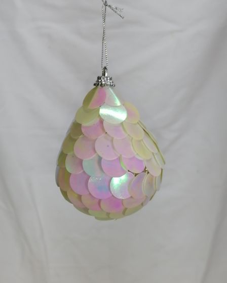 !09 НАБОР 2 ШТУКИ:ЕЛОЧНАЯ ИГРУШКА "GRANDE" - КАПЕЛЬКА + ГРУША 11 СМ, ПЕРЛАМУТРОВЫЕ