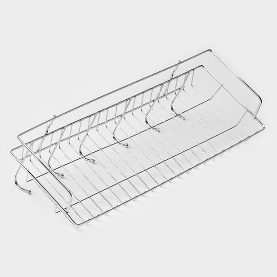 Полка бытовая с крючками Доляна, 42×12×15 см, цвет хромированный
