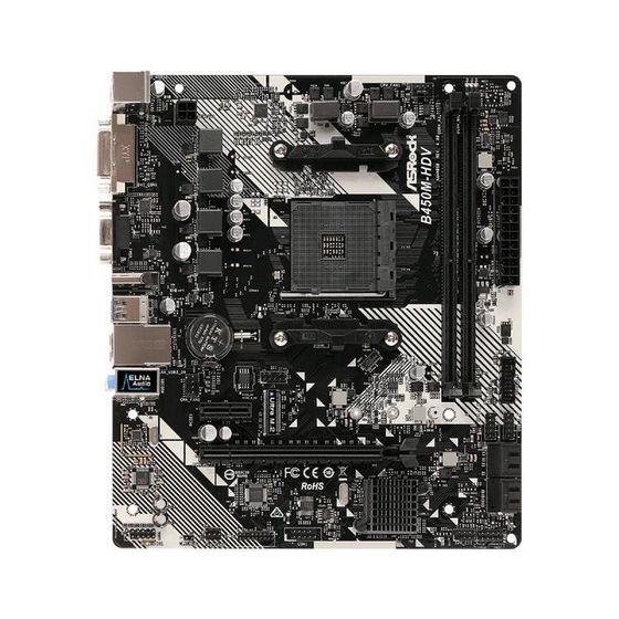 Материнская плата Asrock B450M-HDV R4.0, AM4, B450, 2xDDR4, VGA, DVI, HDMI, mATX