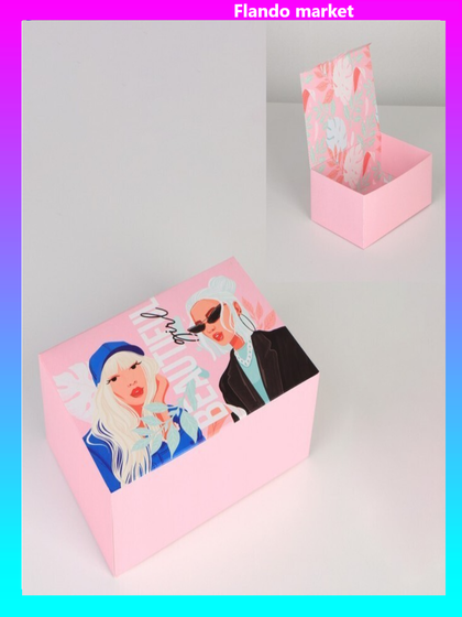 !09 Коробка сборная (набор 2 штуки) двухсторонняя «GIRLS», 18 × 12 × 8 см.