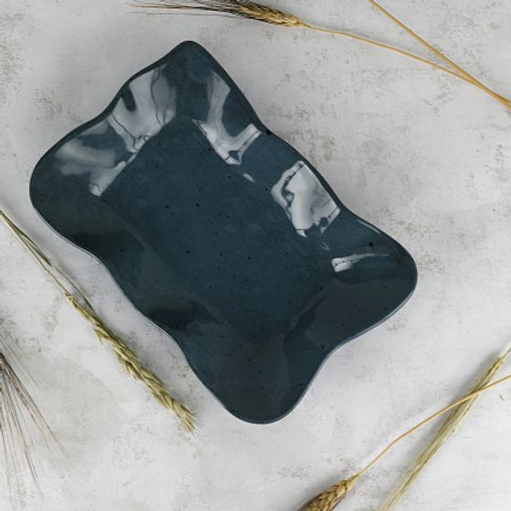 Блюдо овальное STONE синий 26см