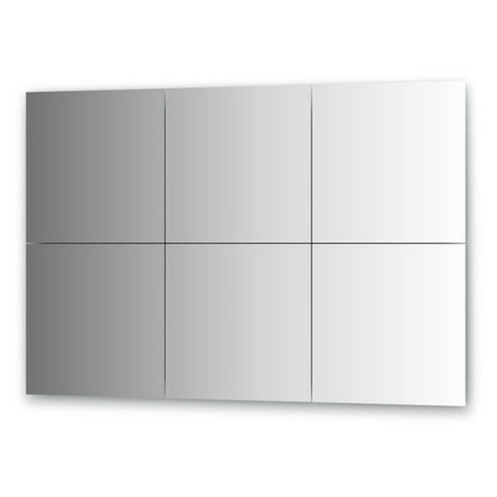 Зеркальная плитка с фацетом 10 мм, - комплект 6 шт квадрат 40 х 40 см, серебро Evoform